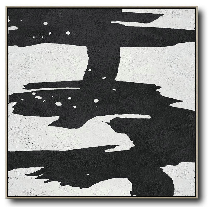 Oversized Canvas Art On Canvas,Oversized Minimal Black And White Painting - Abstract Artwork Online